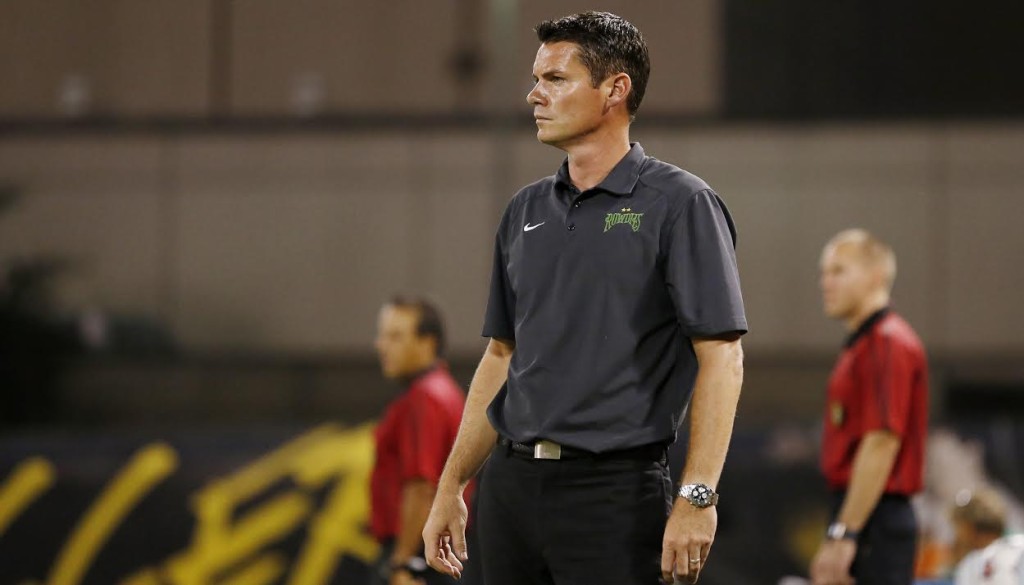 AUGUST 22, 2015 - ST. PETERSBURG, FLORIDA: Head Coach Stuart Campbell of the Tampa Bay Rowdies during the match against Minnesota United FC at Al Lang Field on Saturday August 22, 2015. The Rowdies lost the match 3-1. Photo by Matt May/Tampa Bay Rowdies