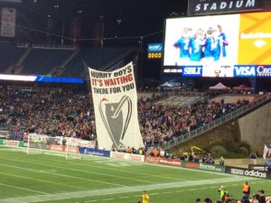 The midnight riders display their TIFO. Photo courtesy of midnight riders.